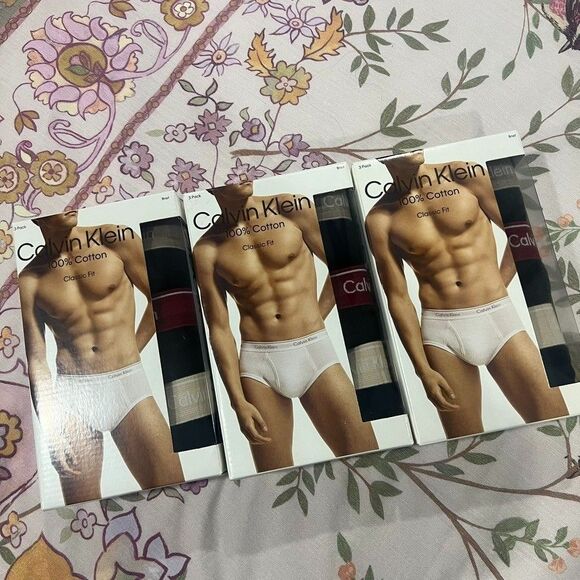 Calvin Klein Cotton Stretch Classic Fit 3 Pack Hip Brief Large Black x 3 BUNDLE - Picture 1 of 5